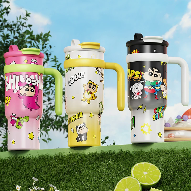 川岛屋蜡笔小新保温杯大容量水杯女新款2025巨无霸吸管杯子冰霸杯