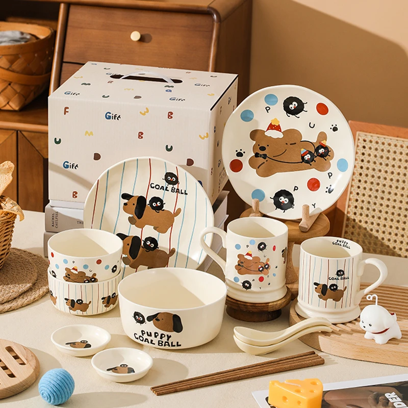 川岛屋可爱碗碟套装一人食餐具礼盒搬家乔迁新居闺蜜生日礼物女生