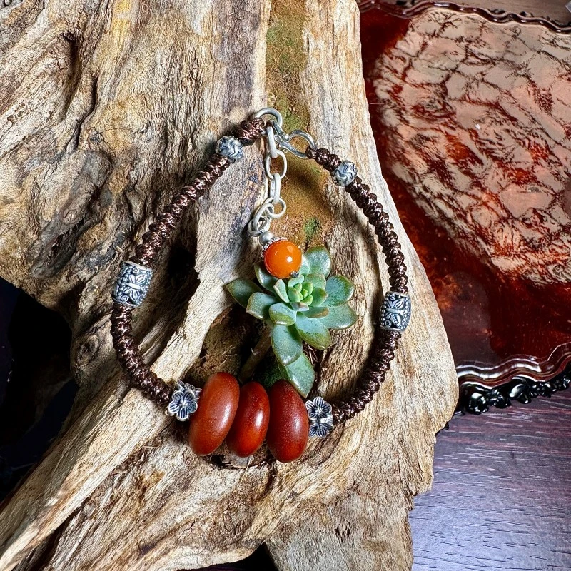 925银手链 小众手串原创ins手链文玩手串手绳编织纯银手链纯手工