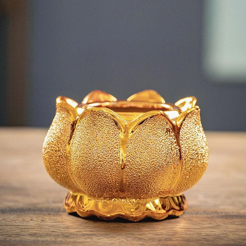 沙金莲花香炉家用陶瓷室内小烧香炉居室香薰炉小香炉