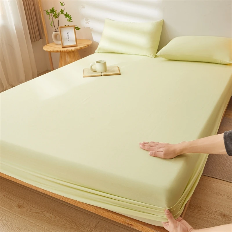 本与月2024四季款新款纯色素色床笠床罩保护套学生宿舍床上用品