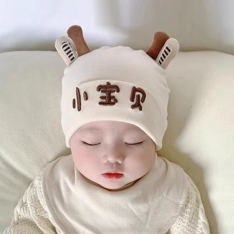 新生婴儿春秋季初生胎帽男女宝宝可爱超萌秋冬纯棉婴幼儿卤门帽子