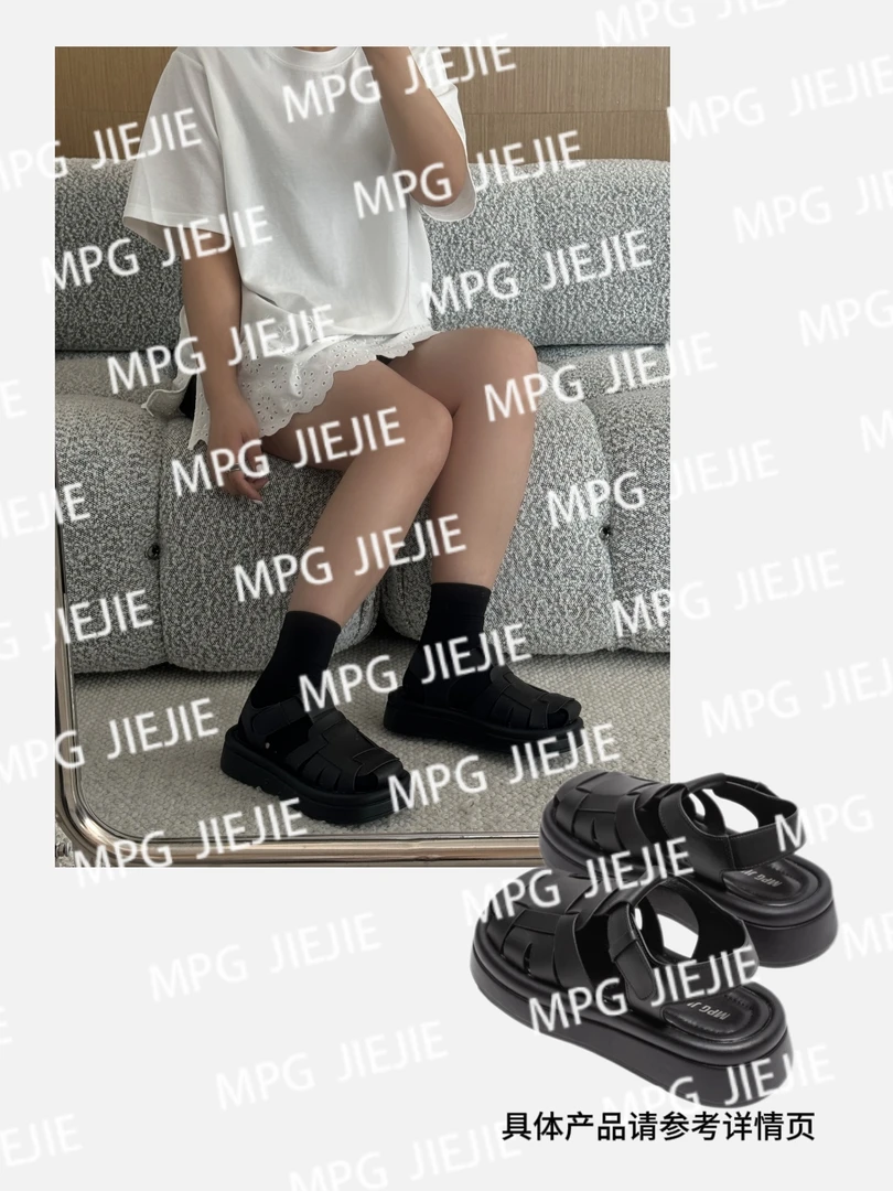 MPG JIEJIE【云朵魔术贴】2024春夏百搭软底复古编织平底鞋夏季