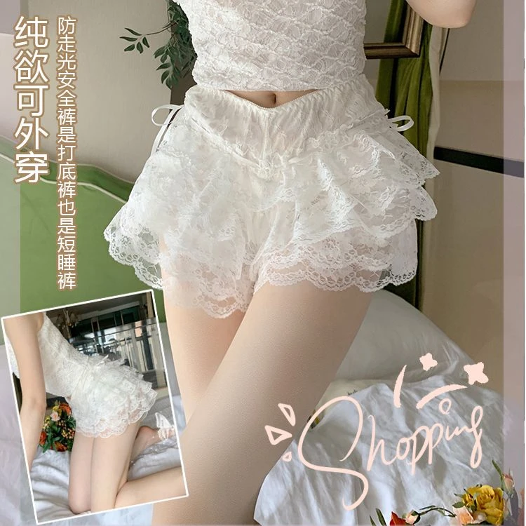 jk打底裤安全裤配裙子可外穿防走光宽松不卷边保险裤裙撑多层蕾丝