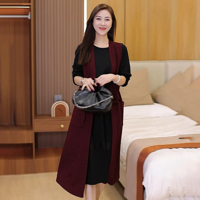 妈妈装外套女2024秋季马甲时尚中长款阔太太民族风盘扣马夹背心女