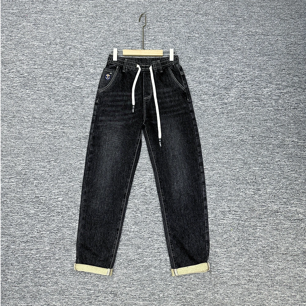 秋季百搭牛仔抽绳裤子水洗简约牛仔款#9119