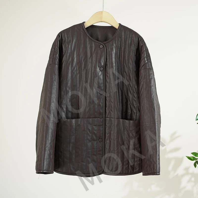 进口植鞣绵羊皮棉衣皮女士皮衣（241464）2372