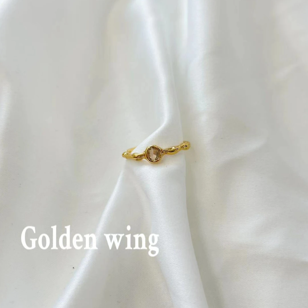 铜合金锆石戒指 Golden wing铜合金锆石戒指  水波纹小众简约2014