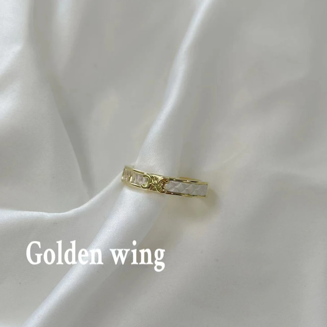 铜合金锆石戒指 Golden wing 简约优雅时尚百搭开口戒指2020