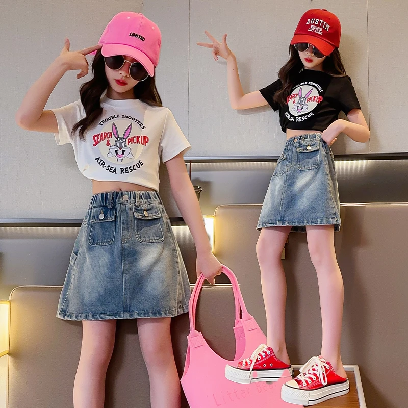 女童牛仔裙夏季2023新款洋气网红儿童短裙百搭时髦6-12岁半身裙潮