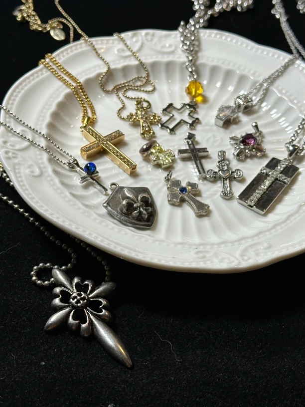 合金亚克力项链 vintage中古复古199-599【通用链接】项链耳夹胸针