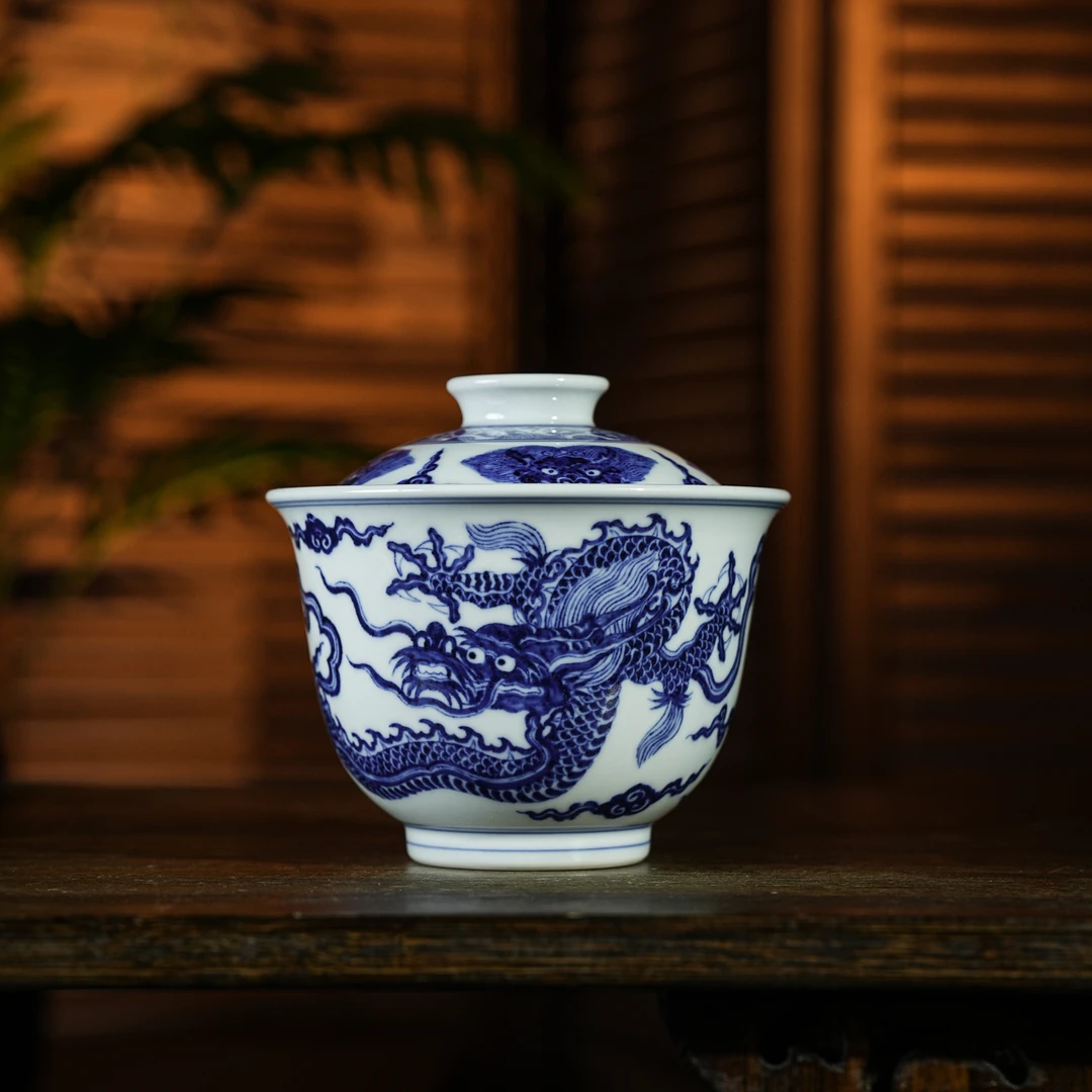 議匀堂 霸王龙盖碗 手作景德镇名窑口精品陶瓷高端茶器