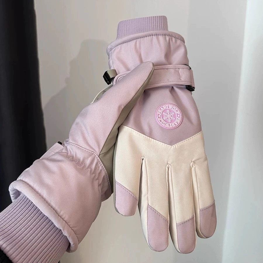 滑雪手套女冬季户外骑车保暖防寒加绒加厚防风防水触屏学生男冬天