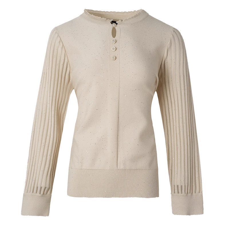 21486女装2024百搭针织衫大码胖mm木耳领长袖洋气减龄显瘦上衣