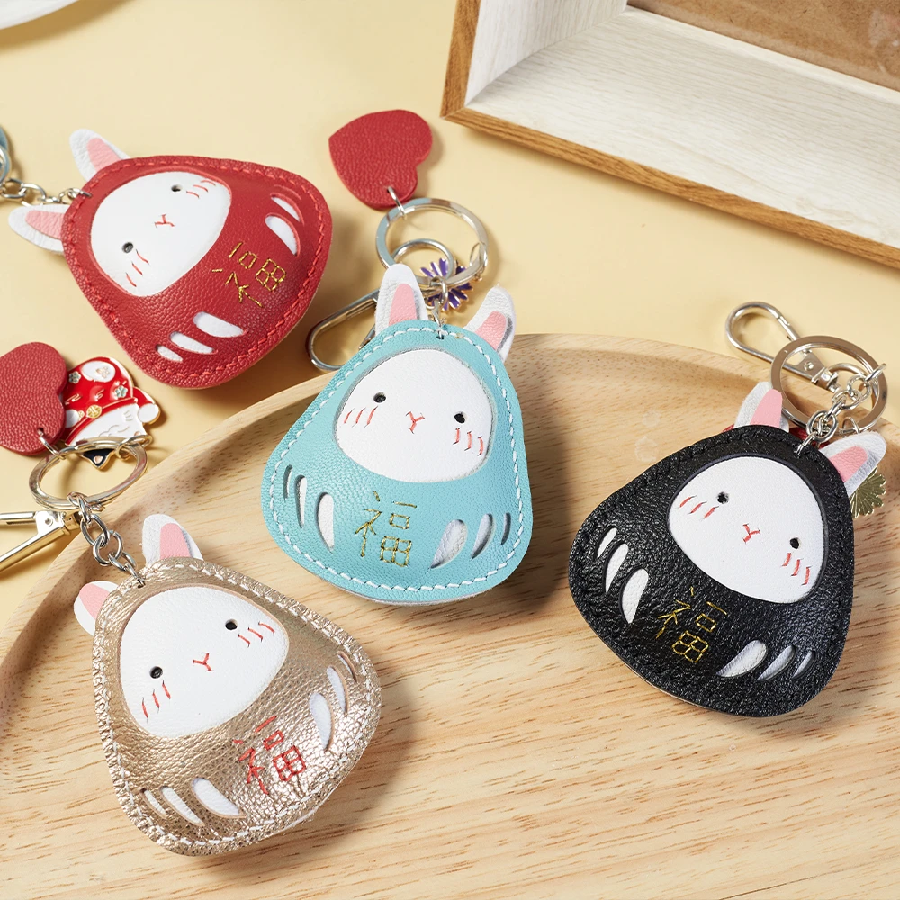 裁鱼手工diy福兔挂件材料包创意自制真皮羊皮钥匙扣挂件包包挂饰