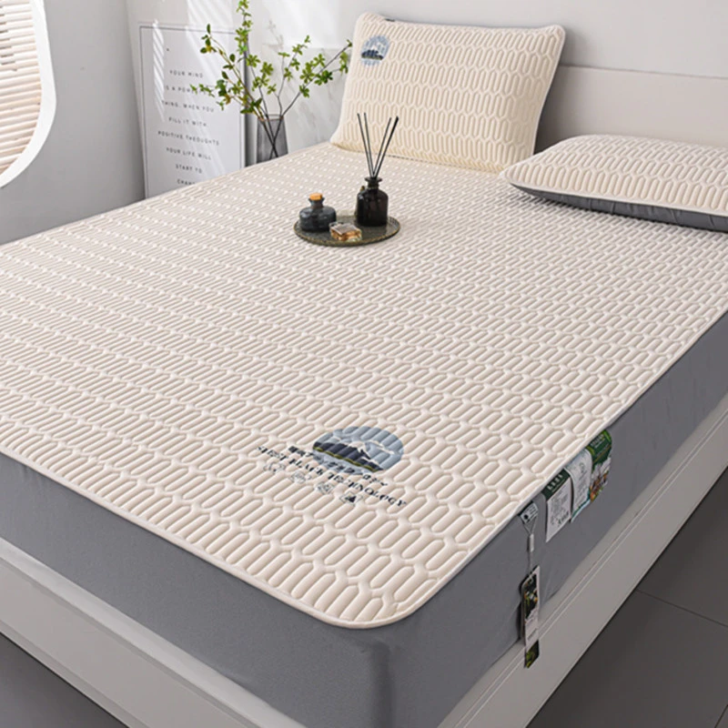 夏天A类抑菌冰丝席乳胶席床笠款可折叠机洗凉席三件套防滑空调席