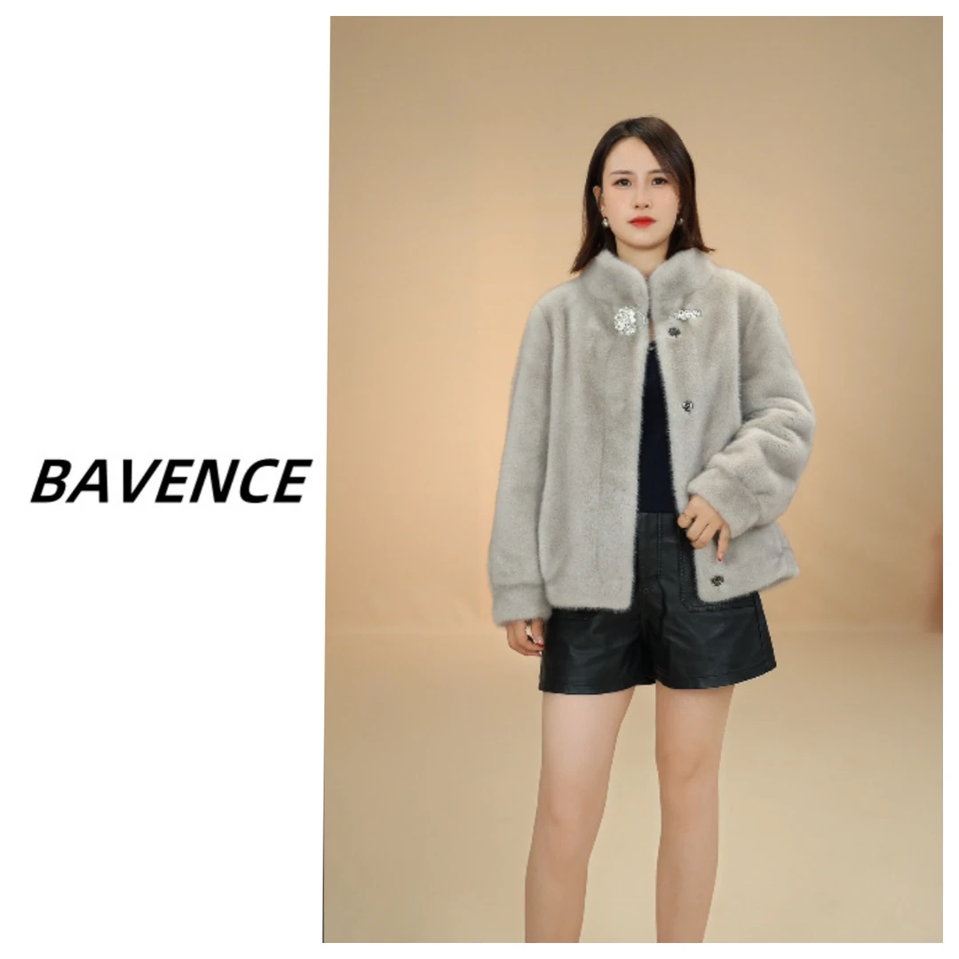 【首单立减】高品质海宁水貂绒短款外套显瘦皮毛一体中老年妈妈装