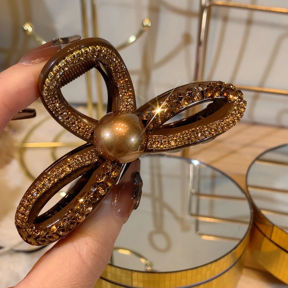 韩版珠珠链条抓夹9公分新品大抓夹东大门同款发饰经典百搭款