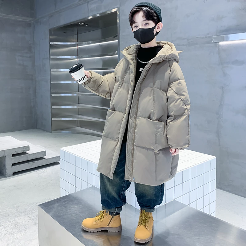 男童中长款羽绒服冬季2024新款6-12岁15岁儿童冬装加厚免洗外套潮