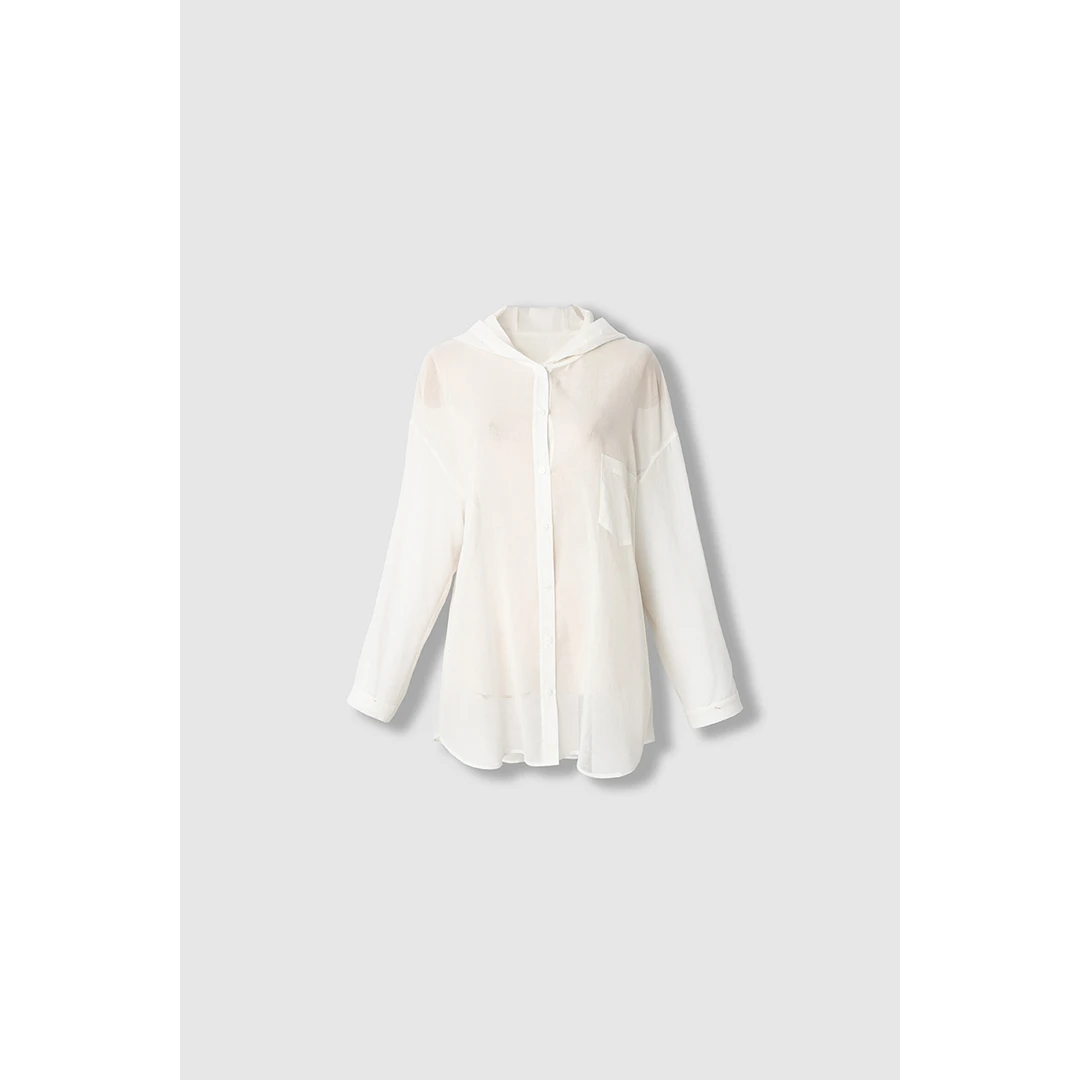 加大码女装胖MM 2025夏 JI细强捻棉纱韩国风带帽休闲衬衫 4色推荐