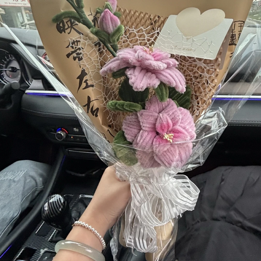 新款成品扭扭棒荷花山茶花牡丹花送闺蜜送女友礼物教师节礼物中秋