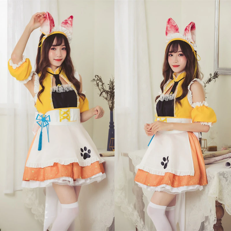 28动漫王者cos服可爱女仆装狐狸同人妲己制服cosply服装游戏服