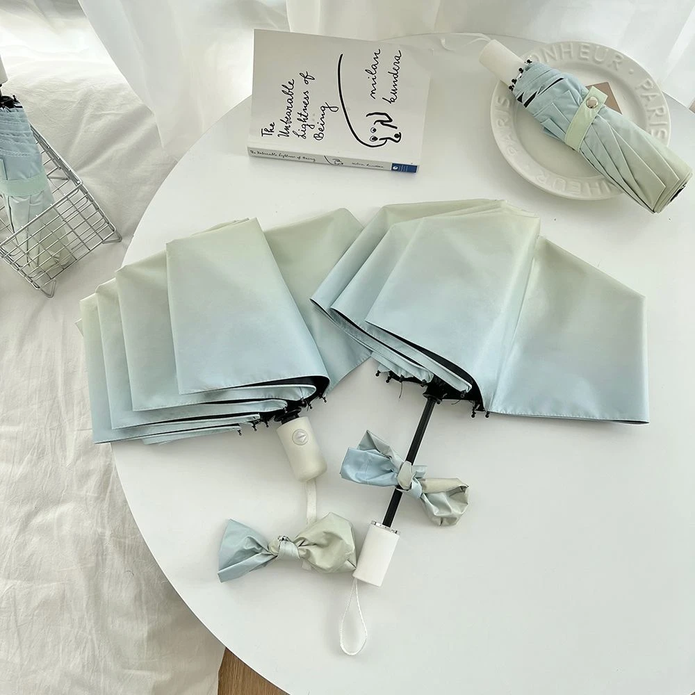 海盐蓝渐变雨伞晴雨两用太阳伞防紫外线黑胶户外遮阳伞学生太阳伞