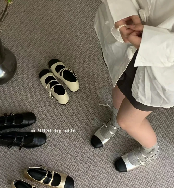 名利 (5820-9#库) 复古法式英伦风拼接双带鞋 KC