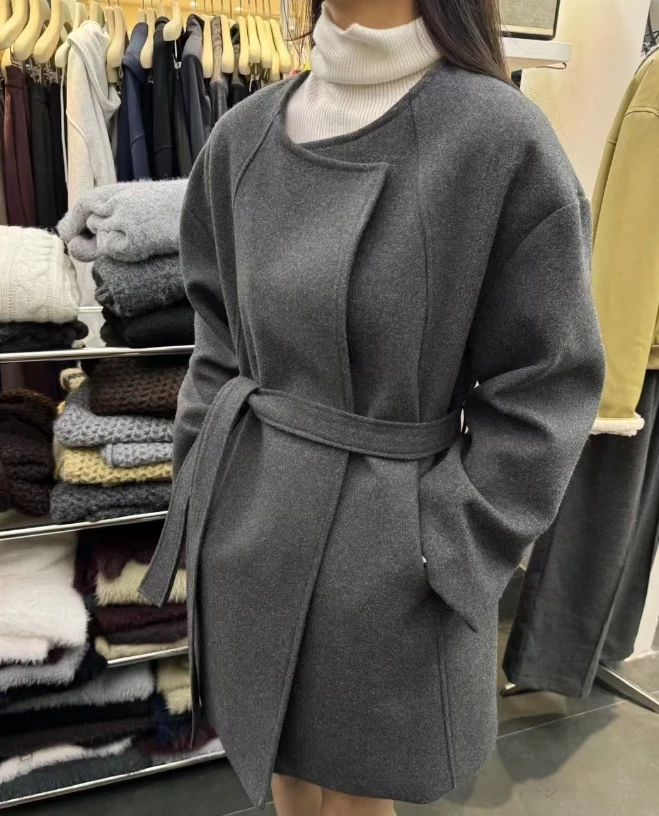 Replay（2017 #库）绑带气质百搭毛呢外套 KC