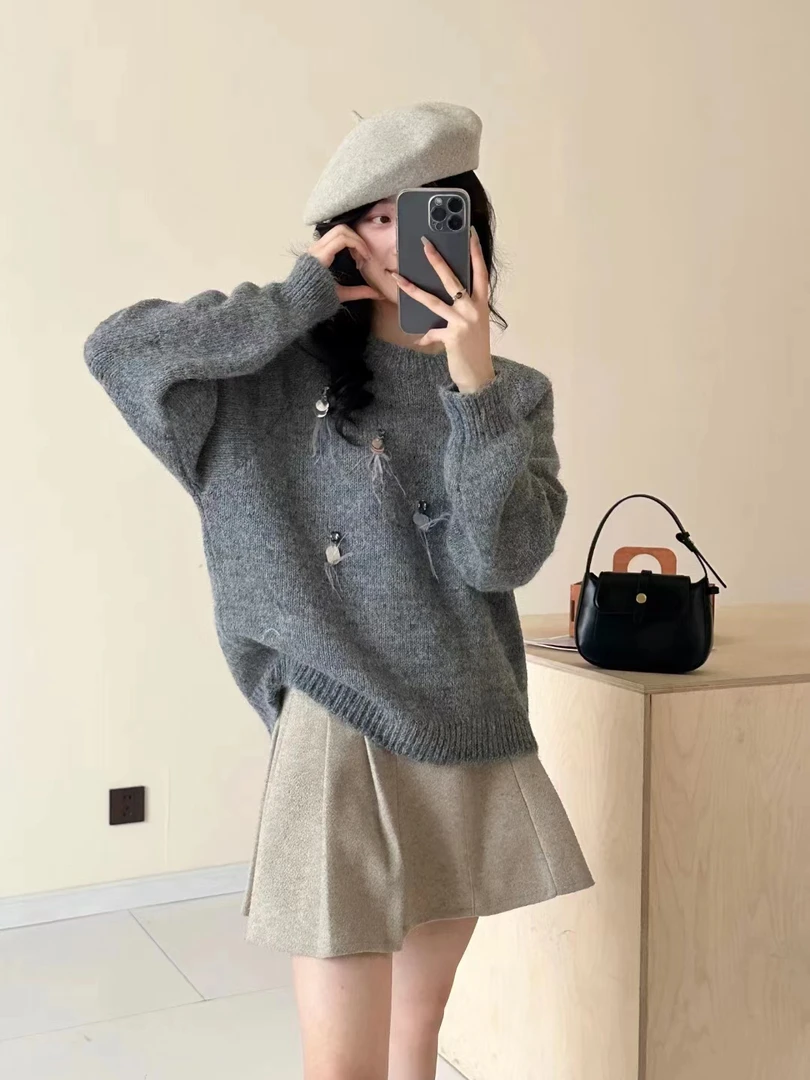 秋羽（6780#库）时尚宽松慵懒套头毛衣 KC