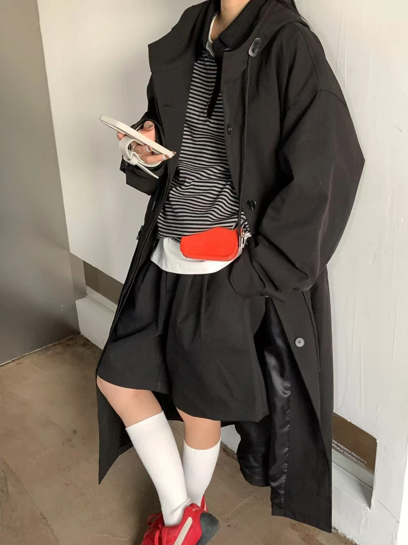 YY（8109 #库）韩版气质宽松百搭风衣kc