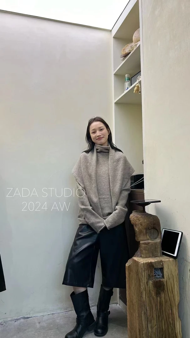 ZADA（6008#库）时尚百搭堆堆领上衣 KC