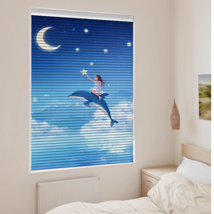 房间儿童房卧室遮阳帘遮光防晒保护隐私免打孔防水简易铝合金定制