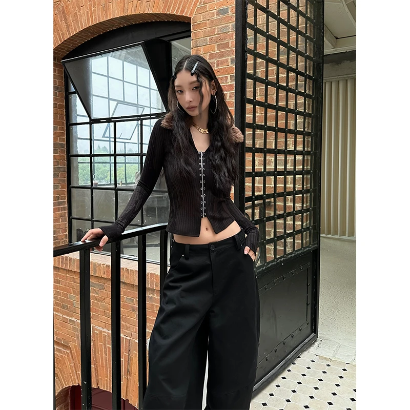 IAMCPLUS 晕染温暖 可拆卸毛领针织打底衫毛衫内搭上衣女秋冬季