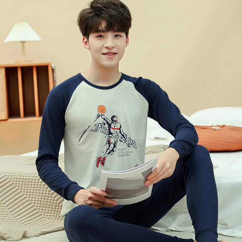 【140-180尺码】春秋青少年纯棉初中秋衣裤大童保暖家居服打底套装