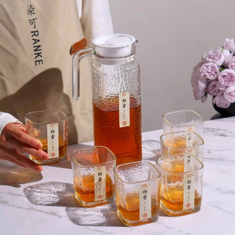 【1壶+六杯】冷水壶套装家用大容量锤纹水具加厚耐热白开水壶凉水杯