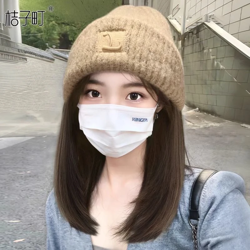 帽子假发一体秋冬季2023新款仿真发全真人发带戴帽子假发全头套女