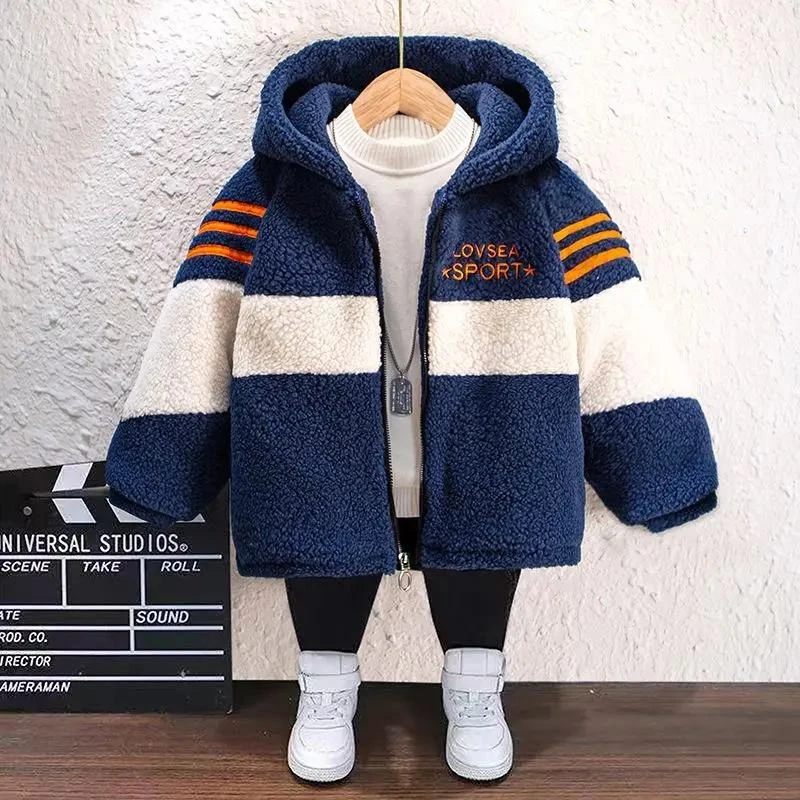 洋气冬款外套春保暖2023年新款儿童帅气毛毛衣中大童宝宝衣服潮