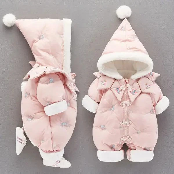 女婴衣服秋冬套装宝宝连体冬装可爱公主婴儿冬季加厚棉服外出抱衣