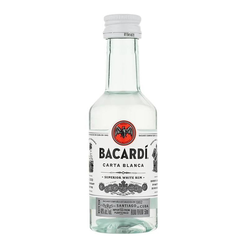Bacardi百加得白朗姆酒50ml调酒古巴便利店调酒鸡尾酒基酒