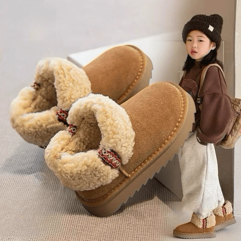 ABC儿童雪地靴加绒加厚保暖防水女童短靴2024冬季新款宝宝棉鞋子