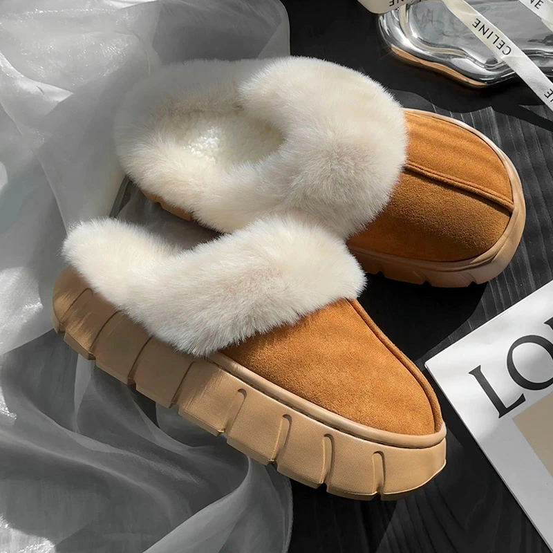 【好物分享】布芽小兜棉拖鞋女士毛毛情侣居家ins保暖厚底防滑男士