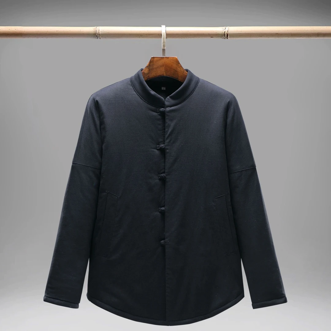 中国风冬季新款231棉袄插肩袖短盘扣加绒加棉加厚保暖男士棉衣