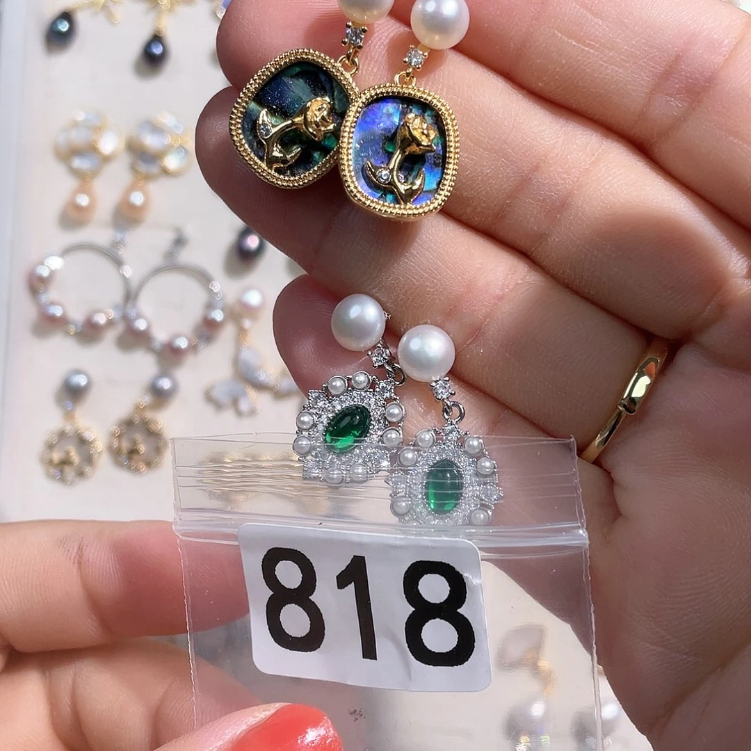 淡水珍珠耳饰合金