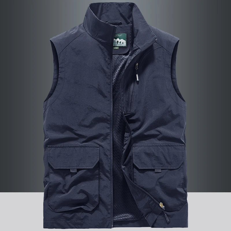 马甲春秋薄款户外多口袋背心轻薄男士休闲钓鱼摄影工装坎肩外套男