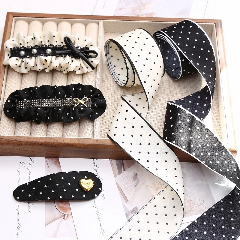 韩版小香风波点丝带小圆点布带手工diy蝴蝶结发夹材料包装辅料