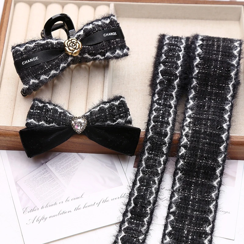 韩版小香风勾边织带丝带手工diy蝴蝶结发夹抓夹头饰材料装饰辅料