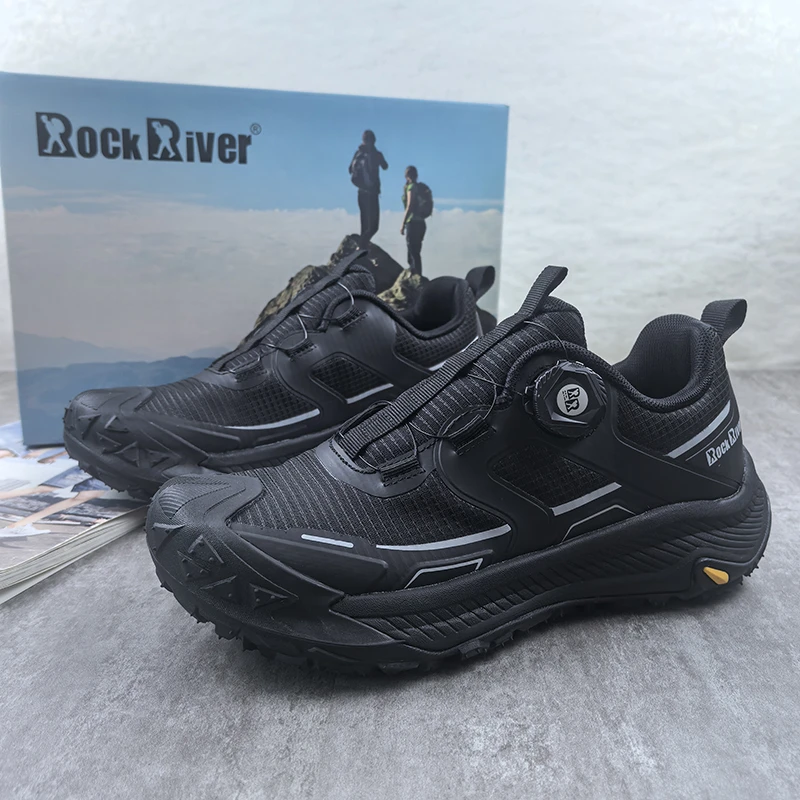 外贸越野跑鞋春秋季旋转纽扣运动鞋男全地形防滑户外徒步登山鞋女