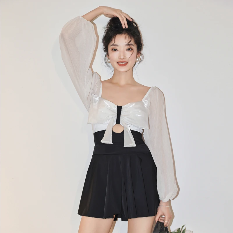 【蝴蝶少女】泳衣女纯欲风性感连体裙式保守显瘦遮肉泳装女款