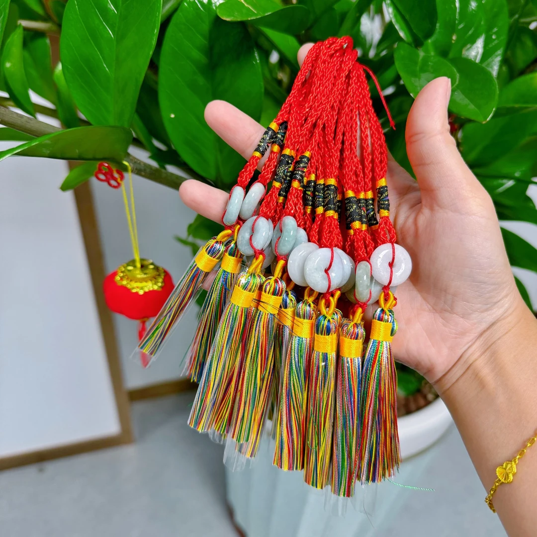 天然A货翡翠平安扣国风潮流纯手工编织/车挂包挂/多样性发其一